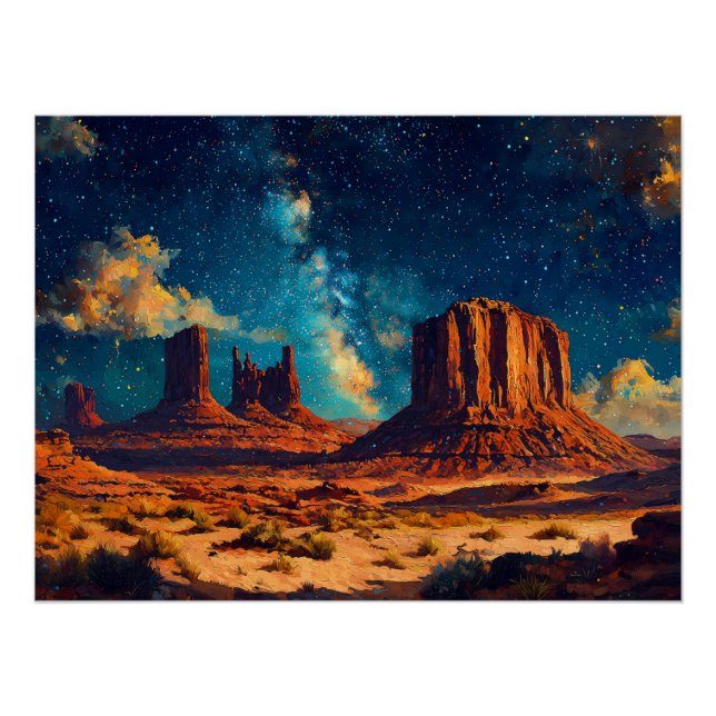 Wüstenlandschaft mit der Gebirgslandschaft Sandste Poster (Vorderseite)