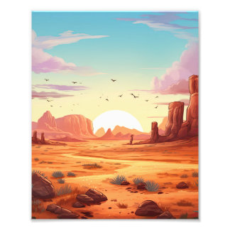 Wüstenlandschaft mit Kakteen-Szene Fotodruck