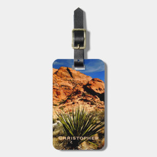 Wüstenlandschaft mit Yucca-Südwestbeutel Gepäckanhänger