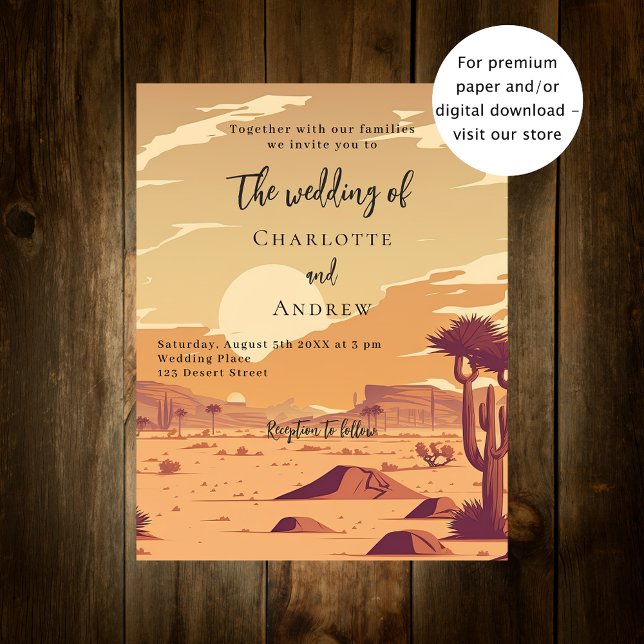 Wüstenlandschaft Retro Budget Hochzeitseinladung (Von Creator hochgeladen)
