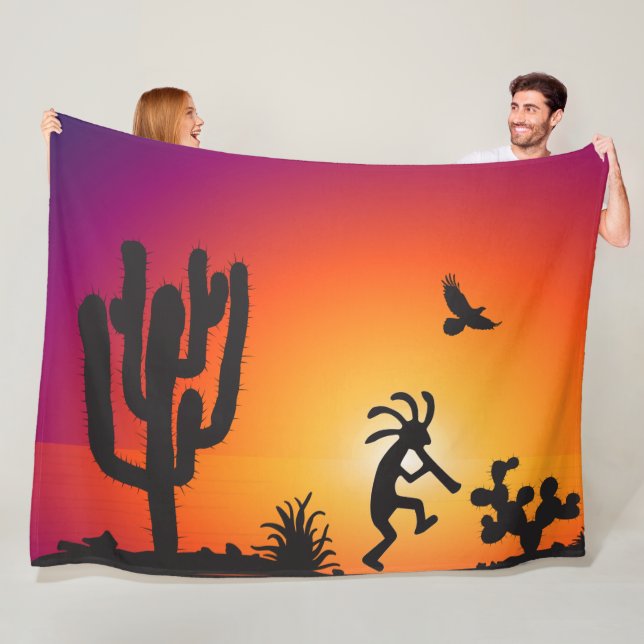 Wüstenlandschaft Silhouette Kokopelli Fleecedecke (Beispiel)