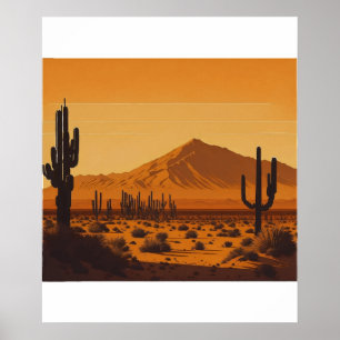 Wüstenlandschaft Sonnenuntergang Vintag Poster