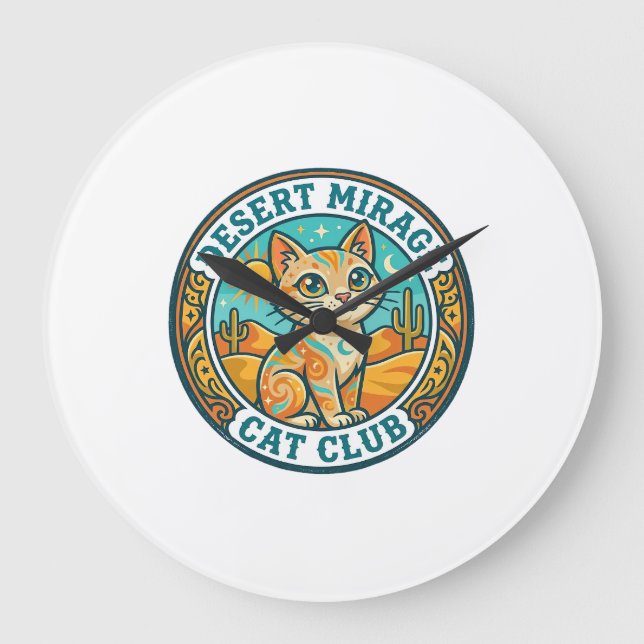 Wüstenmirage-Katze Katze-Mutter-Geschenkidee - Wüs Große Wanduhr (Vorderseite)