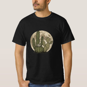 Wüstenmondschein - Vintage-Kaktus-Botanik-Illustra T-Shirt