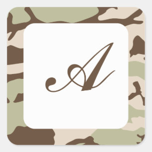 Wüstenmonogramm der Camouflage Quadratischer Aufkleber