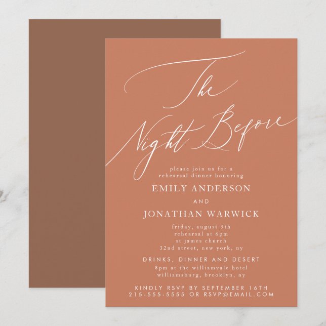 Wüstennacht vor Probe Abendessen Hochzeit Einladung (Vorne/Hinten)