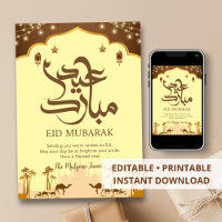 Wüstenoase Kamel Karawane Eid Mubarak Karte
