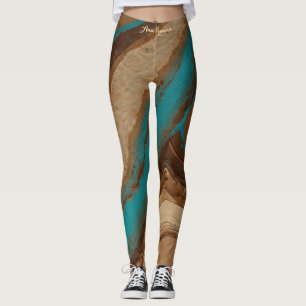 Wüstenoase Türkis Flow Earthy Brown Modern Leggings