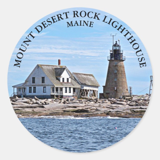 Wüstenrock-Leuchtturm, Maine Round Stickers (Vorderseite)