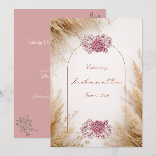 Wüstenrose Luxus-Hochzeit Einladung (Vorne/Hinten)