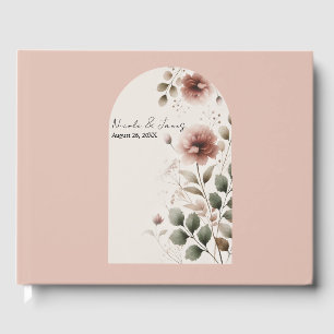 Wüstenrose Pink & Grün Florale Grünzeug Hochzeit Gästebuch