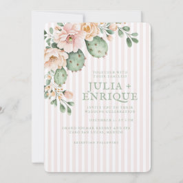 Wüstenrose und Kaktus-Hochzeit Einladung