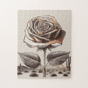 Wüstenrose, Vintage Botanische Blume Puzzle