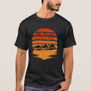 Wüstenszene mit Kamelen Sonnenuntergang Vintage T-Shirt