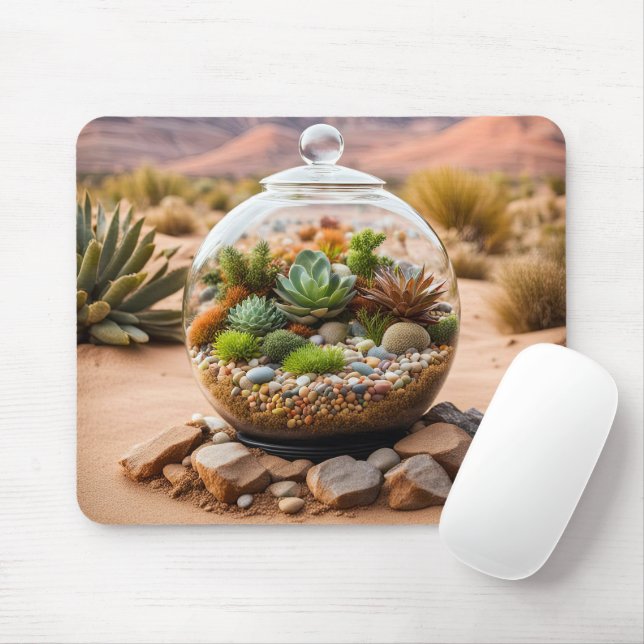 Wüstenterrarium und Kaktus Mousepad (Mit Mouse)