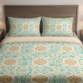Wüstentraum Vintag Sand & Türkis Blüten Kissenbezug