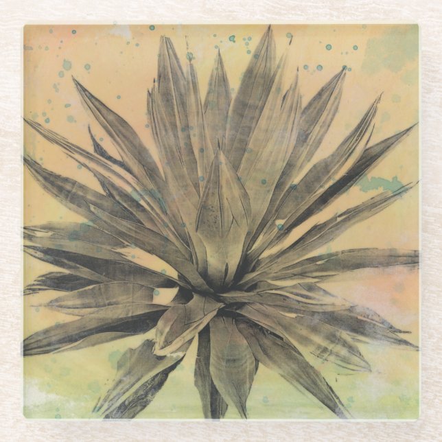 Wüstenträume | Grüne Pflanze Glasuntersetzer (Vorderseite)