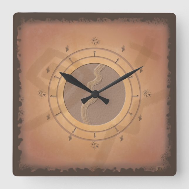 Wüstenuhr Quadratische Wanduhr (Vorderseite)