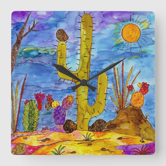 Wüstenuhr Quadratische Wanduhr (Vorderseite)