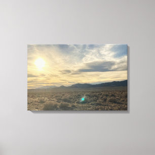 Wüstenuntergang in Nevada – Goldener Himmel über d Leinwanddruck
