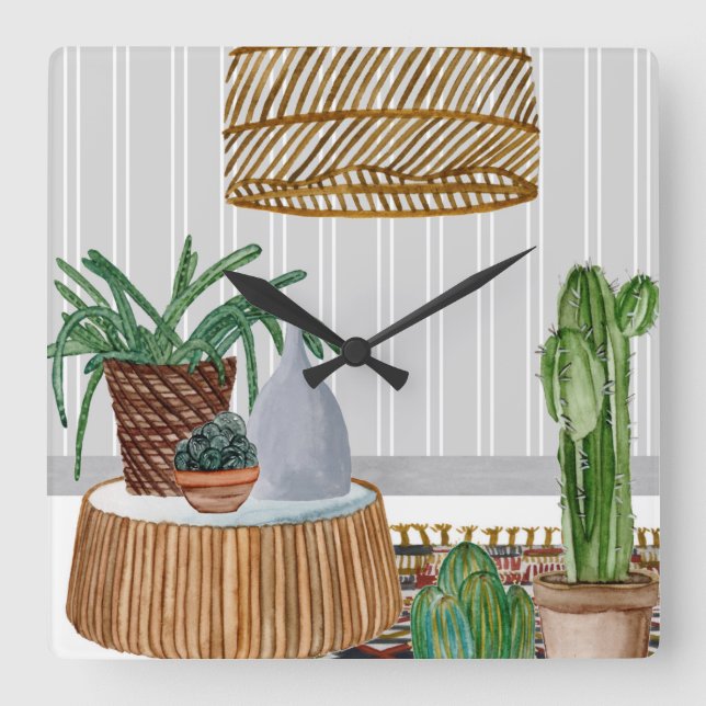 Wüstenweber I Quadratische Wanduhr (Vorderseite)