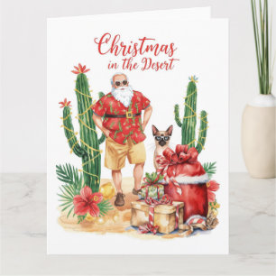 Wüstenweihnachten mit Kaktus-Weihnachtsmann Karte