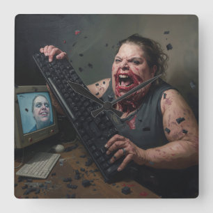 Wut Fehler: Systemversagen - Ctrl Alt Delirium Quadratische Wanduhr