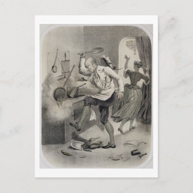 Wut in der Küche, aus einer Reihe von Druckgrafike Postkarte (Vorderseite)