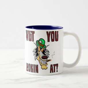 WUT SIE LOOKIN AN?  Vingonline Maskottchen hotrods Zweifarbige Tasse