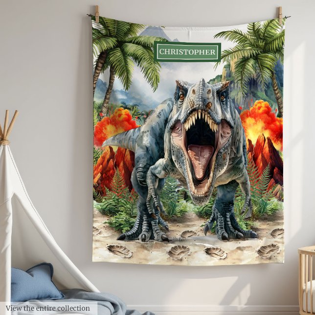 Wut T-Rex Blanket Individuelle Name Personalisiert Fleecedecke (Furious T-Rex Blanket Custom Name Personalized)