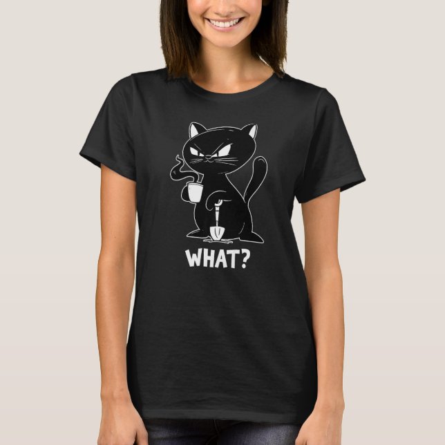 Wütend schwarzer Katzenkaffee mit Schaufel Black C T-Shirt (Vorderseite)