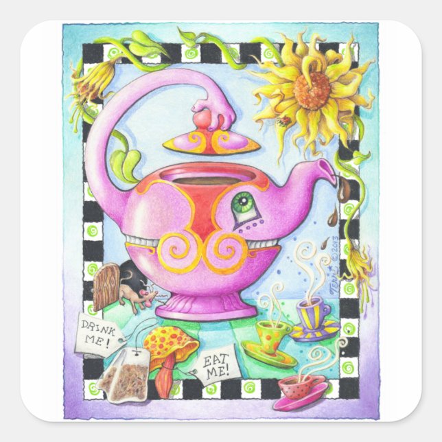 WÜTEND ÜBER TEE-PARTY-AUFKLEBER QUADRATISCHER AUFKLEBER (Vorderseite)