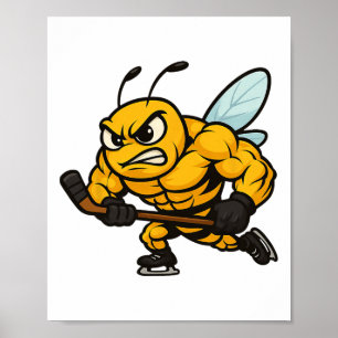 Wütende Biene Eishockeyspieler Starkes Insekt Poster