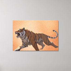 Wütende Brüllende Tiger Anime-Vektor-Kunst-Illustr Leinwanddruck