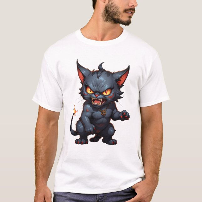 Wütende Dämonenkatze niedliche, lustig wütende Kat T-Shirt (Vorderseite)