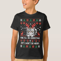 Wütende Geweih Katze Lustiger Xmas Hässlicher Swea