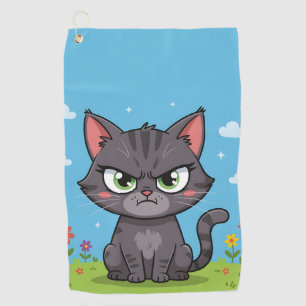 Wütende graue kleine Katze Golfhandtuch