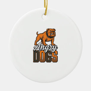 Wütende Hunde Vintage Bulldogge Typografie Design_ Keramik Ornament