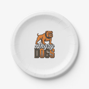 Wütende Hunde Vintage Bulldogge Typografie Design_ Pappteller