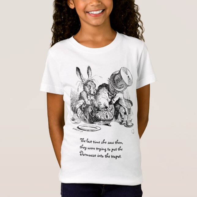 Wütende Hutmacher-, Dormouse-und März-Hasen T-Shirt (Vorderseite)