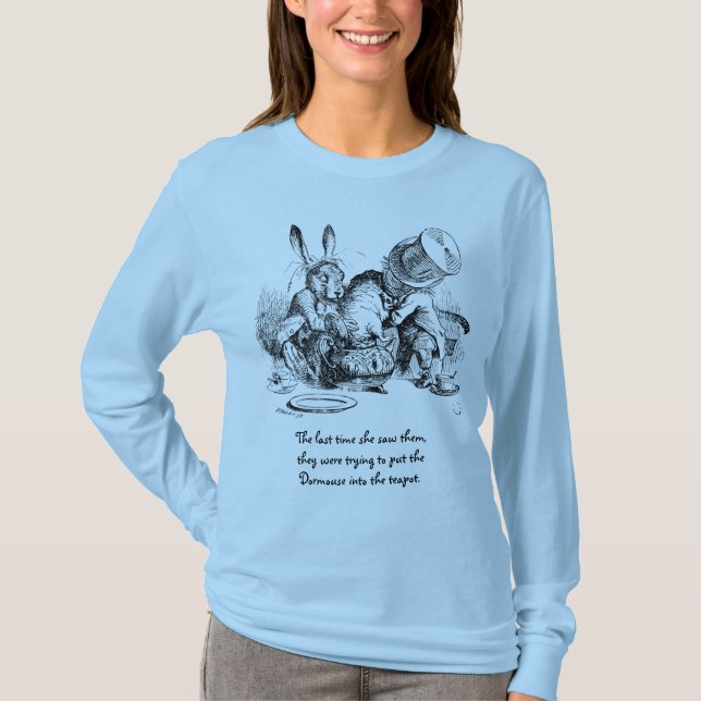 Wütende Hutmacher-, Dormouse-und März-Hasen T-Shirt (Vorderseite)