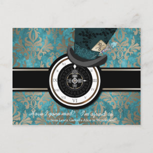 Wütende Hutmacher-Save the Date Postkarte