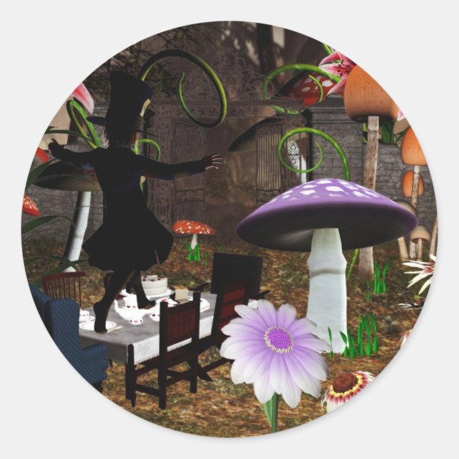 Wütende Hutmachertee-Partyaufkleber Runder Aufkleber (Vorderseite)