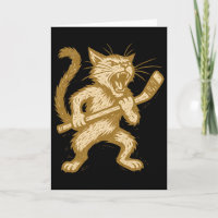Wütende Katze Hockey Retro Eis Byttle Feline Sport