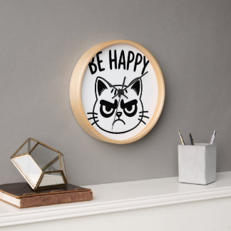 Wütende Katze – Kontrastkunst zum Glücklichsein Uhr
