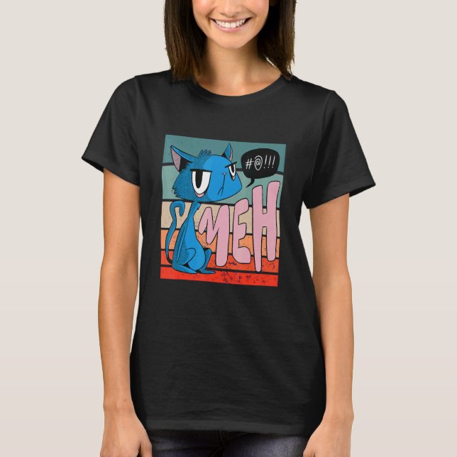 Wütende Katze Meh T-Shirt (Vorderseite)
