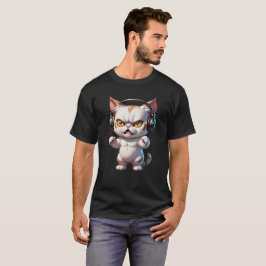 wütende Katze mit Kopfhörern niedliche lustig wüte T-Shirt