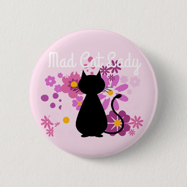 "Wütende Katzen-Dame" Katze im rosa Button (Vorderseite)