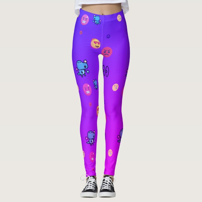 wütende Liebe Dinosaurier Emoji Leggings (Vorderseite)
