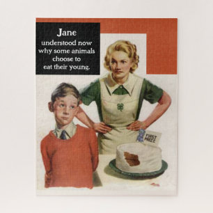 Wütende Mama und Ruinenkuchen - Vintag Funny Puzzle